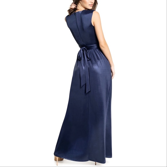 Dress the Population Krista V-Neck Tie Waist Slit Dress - Picture 8 of 9